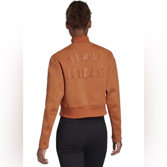 Adidas | Varsity | MockNeck | Burnt Orange | Pullover| Crop Sweatshirt | Size L - Picture 10 of 16